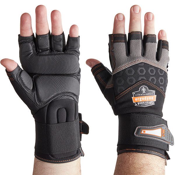 Ergodyne 17716 ProFlex 910 HalfFinger Impact Gloves with Wrist Support