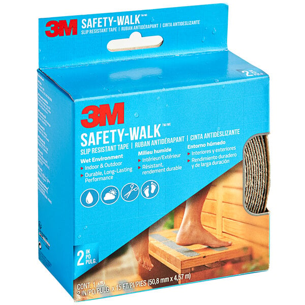 A blue box with a blue and white roll of 3M Safety-Walk tape.