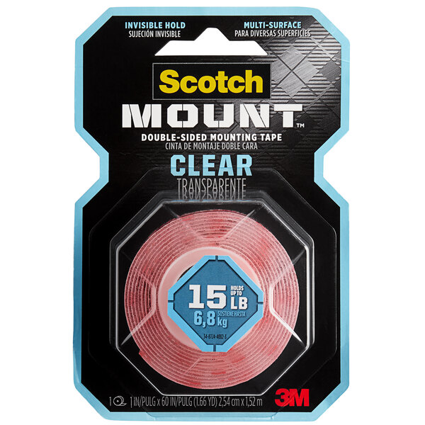 A roll of 3M Scotch-Mount clear double-sided tape.