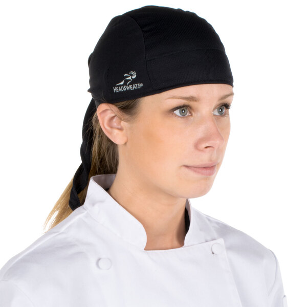 Headsweats Black Customizable Eventure Fabric Adjustable Chef Bandana / Do Rag