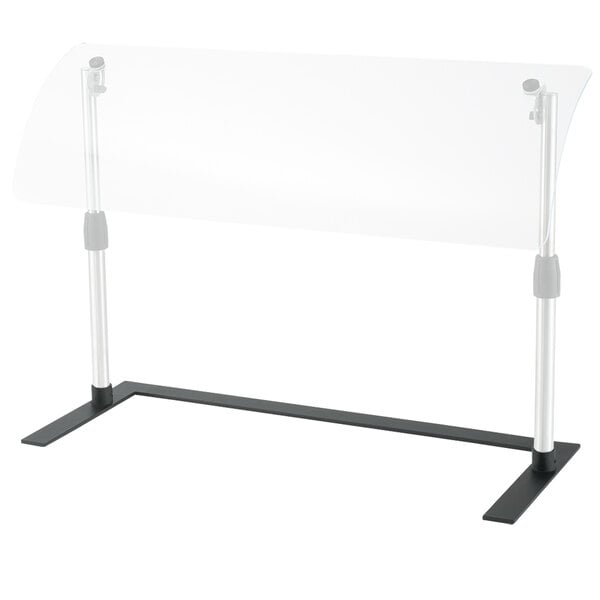 A white rectangular Vollrath base frame for a clear glass sneeze guard.