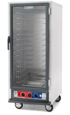 A large Metro C5 non-insulated proofing cabinet with a clear glass door and shelves.