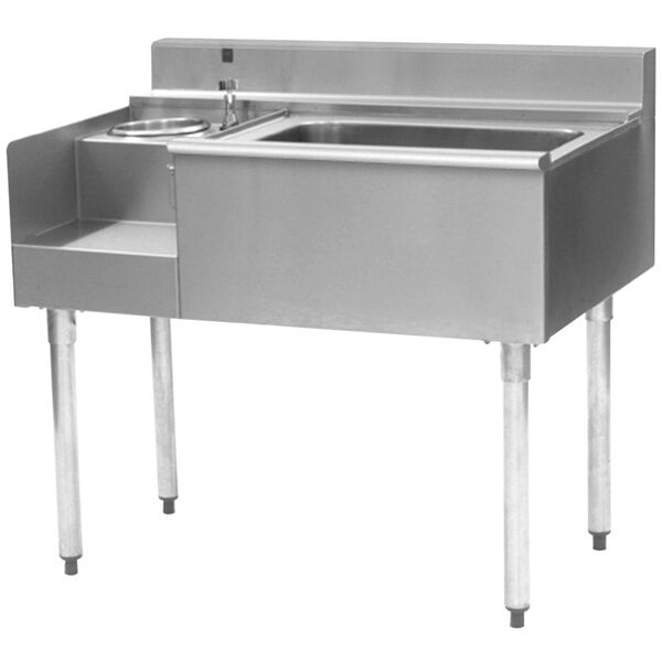 A stainless steel Eagle Group underbar blender module with a sink and ice bin.