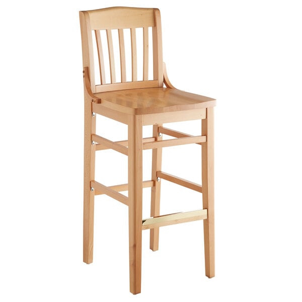 Lancaster Table & Seating Natural Finish Wood School House Bar Stool