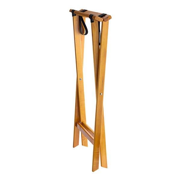Lancaster Table & Seating 18 1/2 x 16 1/4 x 32 Folding Wood Tray Stand  Light Brown