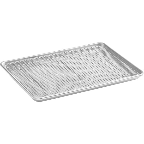 Baker's Mark Half Size 18 Gauge 13 x 18 Wire in Rim Aluminum Sheet Pan  with Stainless Steel Footed Cooling Rack