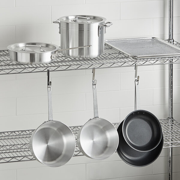 Choice 10-Piece Aluminum Cookware Set with 2 Sauce Pans, 3.75 Qt. Sauté Pan  with Cover, 8 Qt. Stock Pot with Cover, 2 Fry Pans, and 13 x 18 Bun Pan  with Cooling Rack