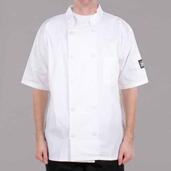 Chef Revival Bronze J105 Unisex White Customizable Short Sleeve Chef Coat - S
