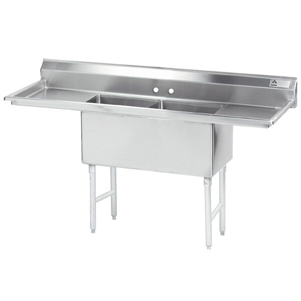 Advance Tabco FS-2-1818-18RL Spec Line Fabricated Two Compartment Pot Sink with Two Drainboards - 72"
