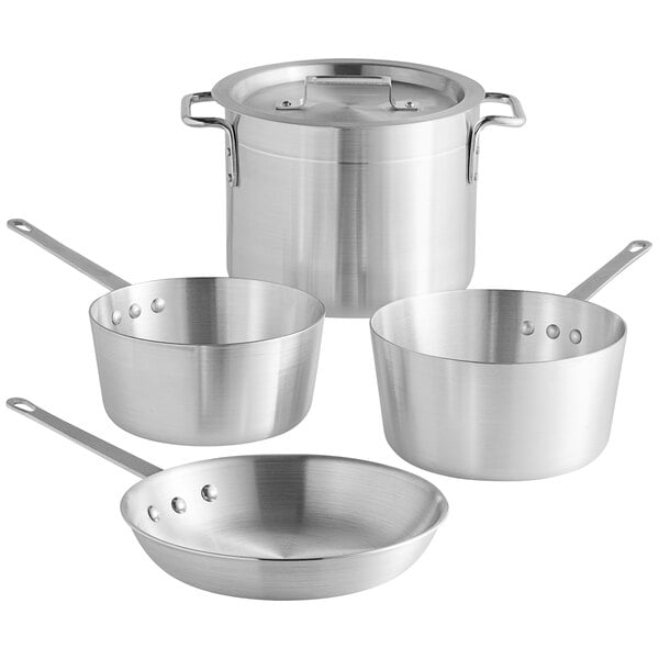 Choice 5-Piece Aluminum Cookware Set with 2.75 Qt. Sauce Pan, 3.75 Qt.  Sauce Pan, 8 Qt. Stock Pot with Cover, and 10 Fry Pan