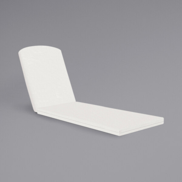 A white rectangular cushion with a curved top for a chaise lounge.