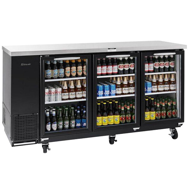 Turbo Air Super Deluxe TBB-24-72SGD-N 73" Narrow Back Bar Cooler with Glass Doors