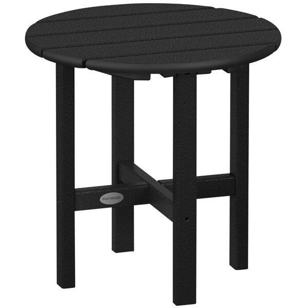A black POLYWOOD round side table with legs.