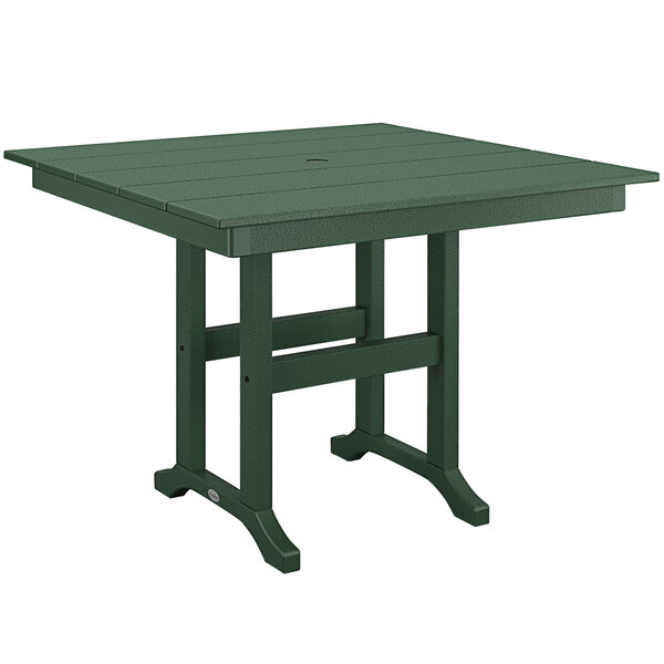 A green POLYWOOD dining table with legs and a square top.