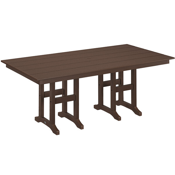 A POLYWOOD mahogany dining table with legs.