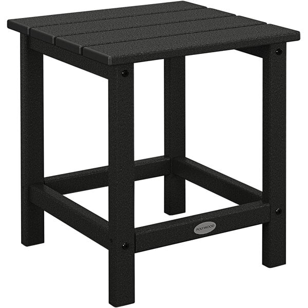 A black POLYWOOD Long Island side table with a square top.