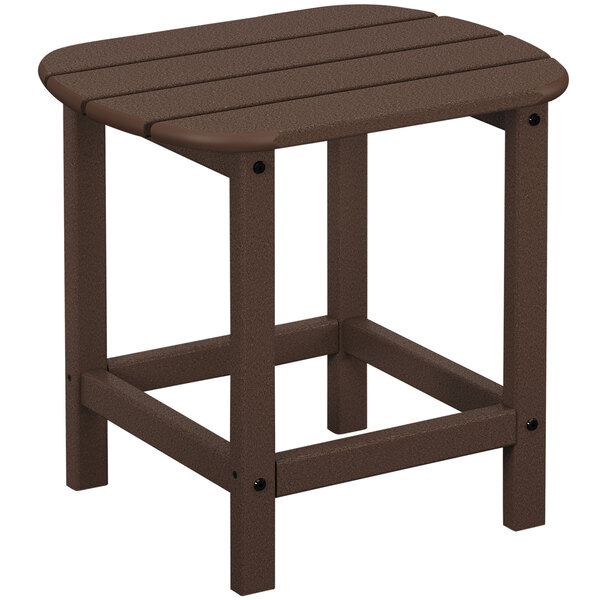 A brown POLYWOOD side table with a square top.