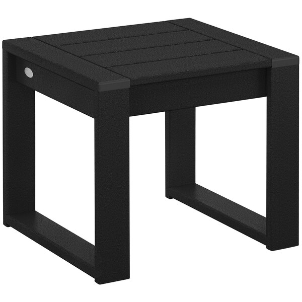 A black POLYWOOD square end table with legs.