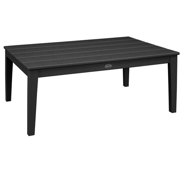 A black rectangular POLYWOOD coffee table with legs.