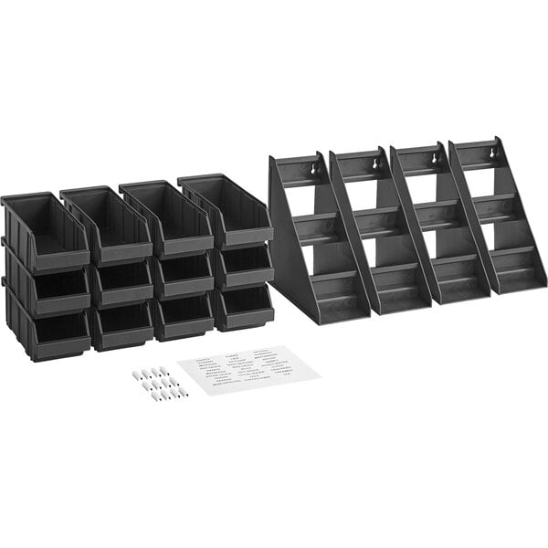 Choice Black 3-Tier Self-Serve Organizer Set with 12 Bins and 2