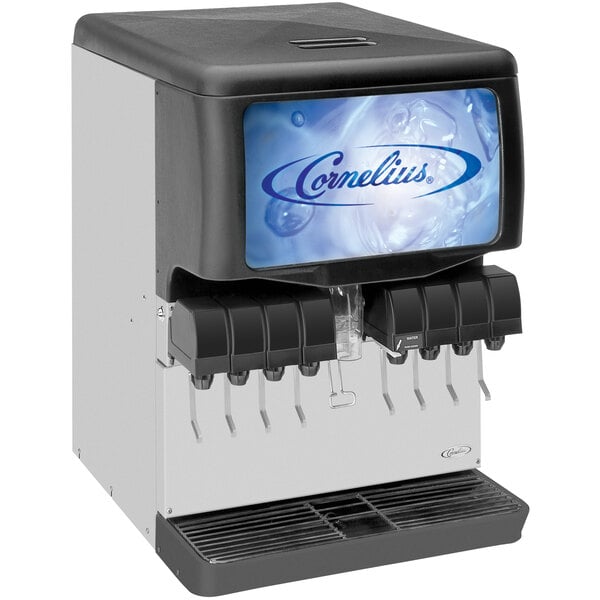 A Cornelius Enduro 175 countertop soda fountain machine with 8 sanitary valves.