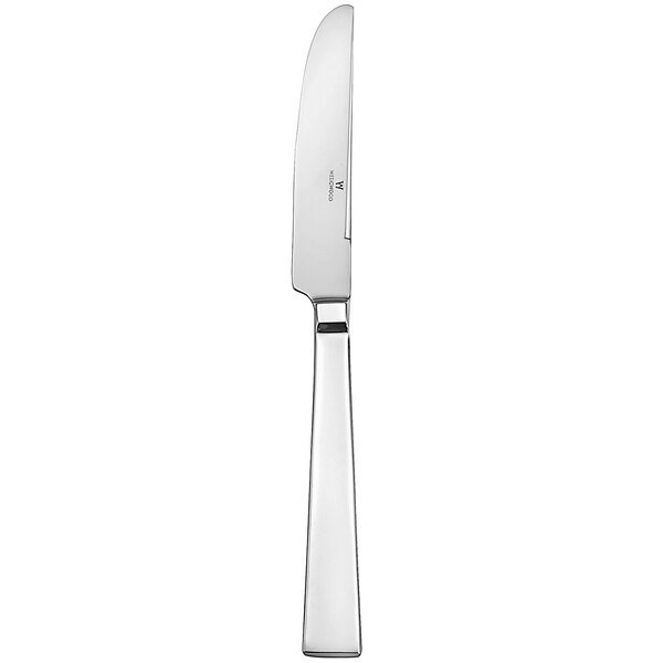 A close up of a Sant'Andrea stainless steel table knife with a silver satin finish.