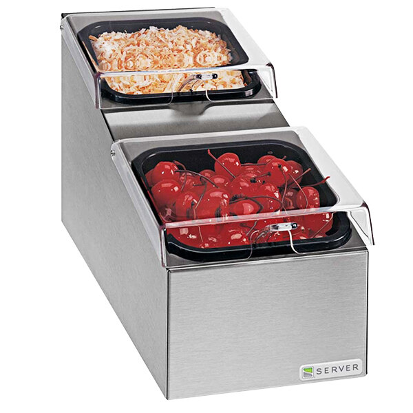 Server Tiered Stainless Steel Condiment Bar with 1 Qt