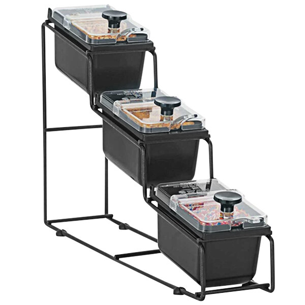 Server WireWise 3 Compartment Tiered Condiment Bar with 1/9 Size Jars