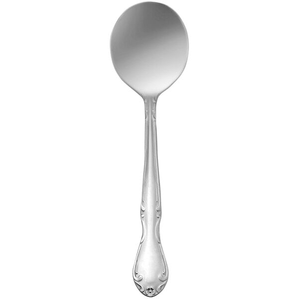 Delco Melinda III by 1880 Hospitality 6 1/4" 18/0 Stainless Steel Bouillon Spoon - 36/Case