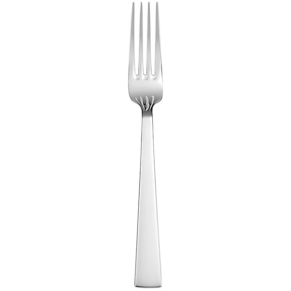 A silver Sant'Andrea stainless steel salad/dessert fork with a white handle.