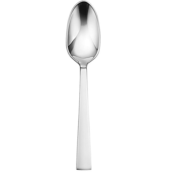 A Sant'Andrea stainless steel European teaspoon with a white handle.