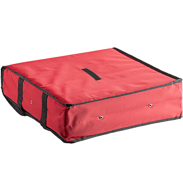 Choice Insulated Pizza Delivery Bag, Red Nylon, 20" x 20" x 5" Holds