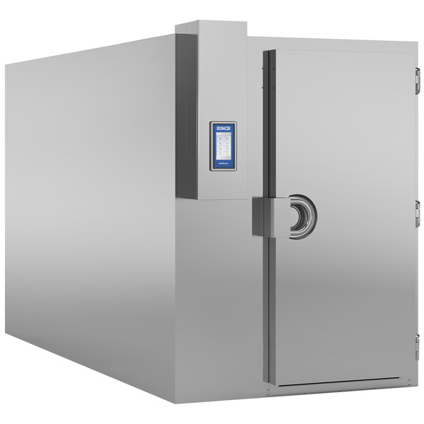 A large stainless steel Irinox Multifresh blast chiller with a blue door.