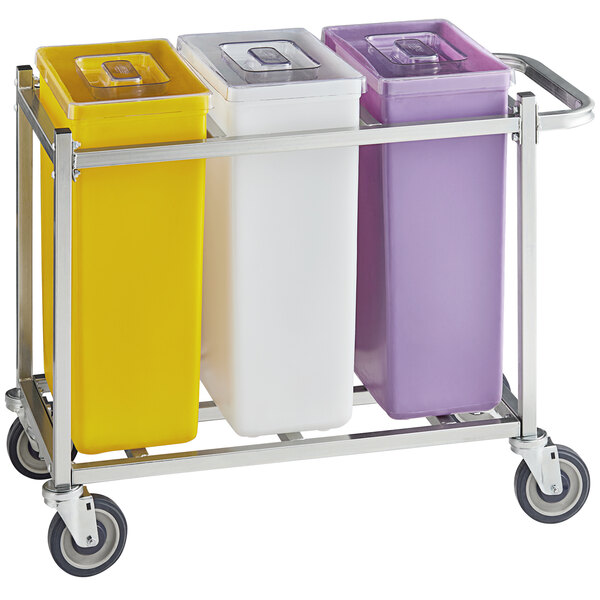 Baker's Mark 30 Gallon / 480 Cup Mobile Triple Ingredient Bin Yellow