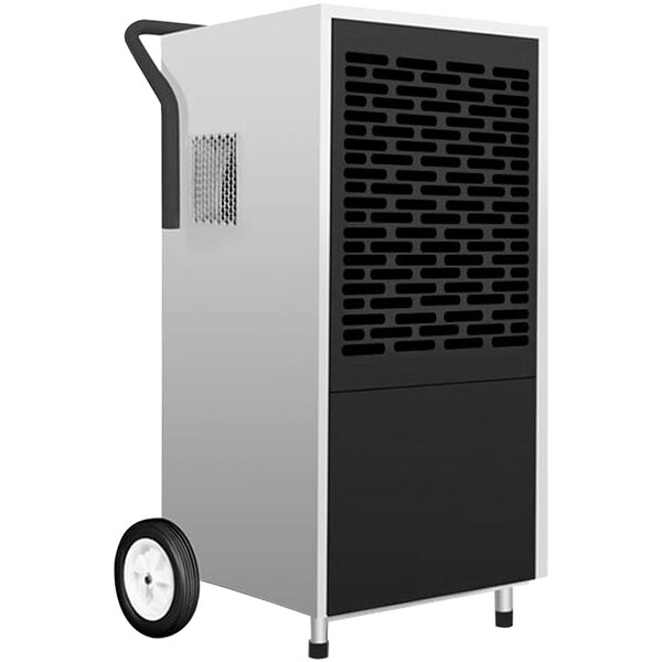 A close-up of the black rectangular Namco A170 dehumidifier with a black handle.