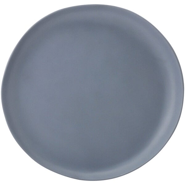 A close-up of a grey Bon Chef melamine dinner plate.