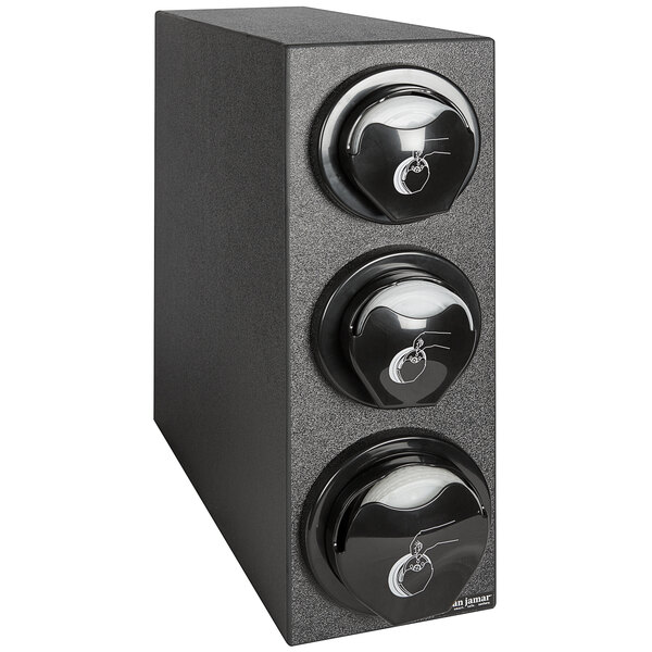 San Jamar L2913BK EZFit® Black Countertop Lid Dispenser with 2