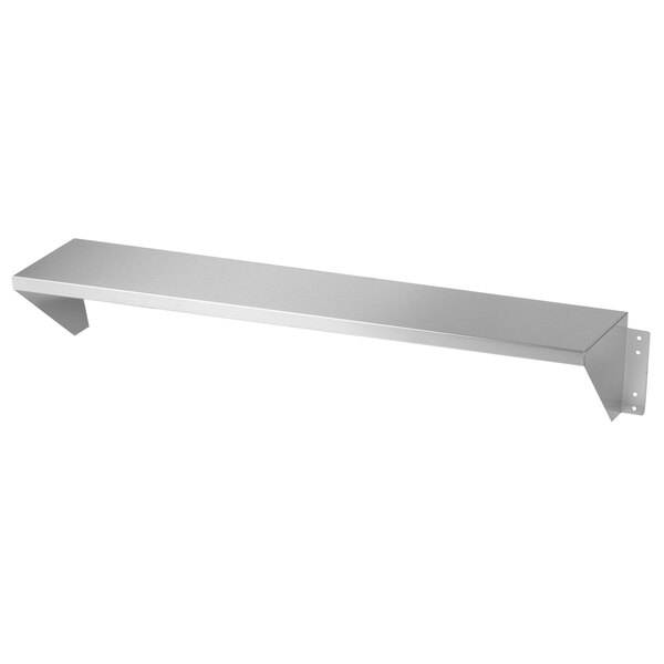 A silver stainless steel shelf.