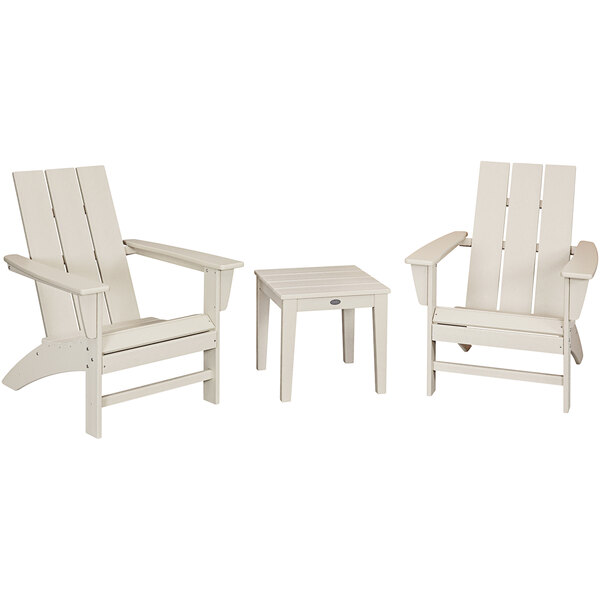 POLYWOOD Modern Sand 3Piece Adirondack Chair Set with Newport Table