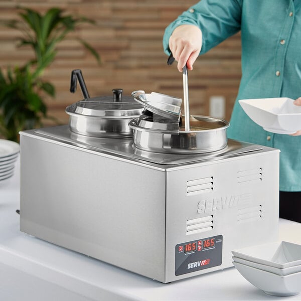 Server Products 81200 Twin Soup Warmer w/ 5 Qt. Insets
