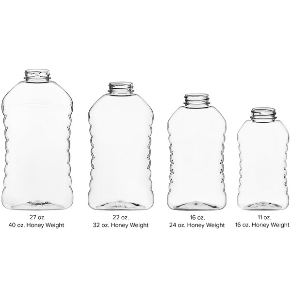 11 oz. (16 oz. Honey Weight) Ribbed Hourglass PET Honey Bottle 295/Case