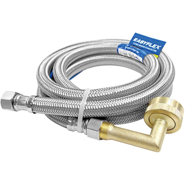 Easyflex EF-DC-38CHBL-48 48" Stainless Steel Braided Dishwasher Connector with 3/8" Compression x 3/4" Garden Hose Elbow
