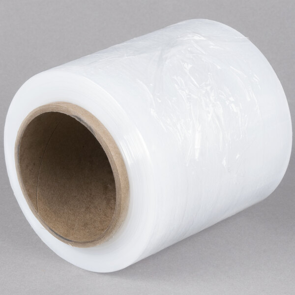 A roll of 5" x 1000' clear plastic stretch banding film on a white background.