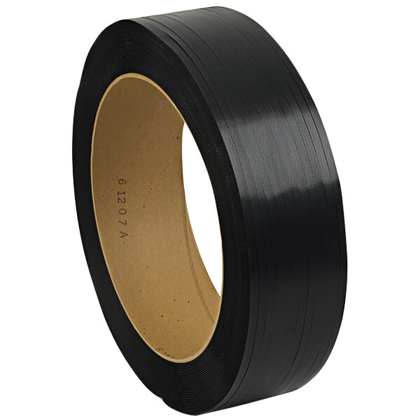A roll of black PAC Strapping.