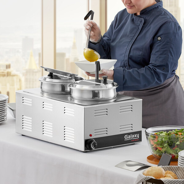 Galaxy 12 x 20 Full Size Electric Countertop Food Cooker / Warmer with  Adapter Plate and Inset Pots - 1500W