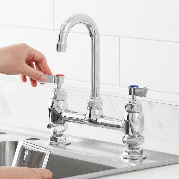 Waterloo Deck Mount Faucet with 3 1/2" Gooseneck Spout and 8" Centers