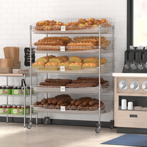 Regency NSF Chrome Mobile 5 Basket Storage Display Stand 24" x 48" x 80"