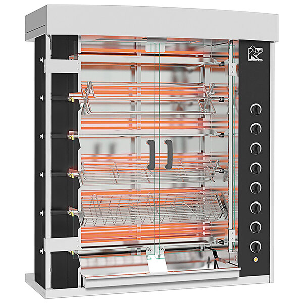 A Rotisol-France electric rotisserie with 6 spits holding racks of food.