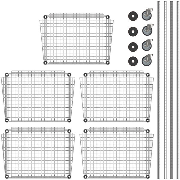 Regency NSF Chrome Mobile 5 Basket Storage Display Stand 18" x 24" x 80"
