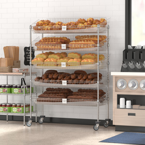 Regency NSF Chrome Mobile 5 Basket Storage Display Stand 18" x 48" x 80"